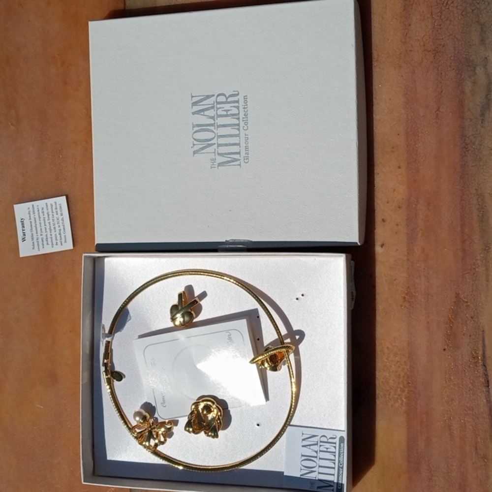 Vtg 90s 5-pc Nolan Miller Necklace & 4 pendants goldtone Omega Slide Trio - Picture 12 of 12
